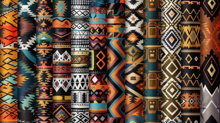 Variety of tribal and traditional patterns in different colors