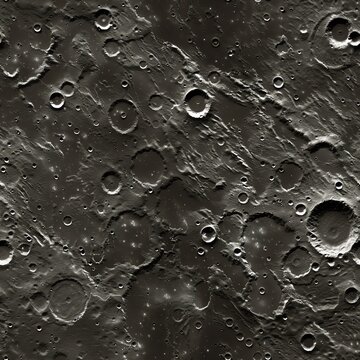 Close-up of the moon's surface, focusing on the detailed textures and mysterious craters, perfect for educational content or scientific study
