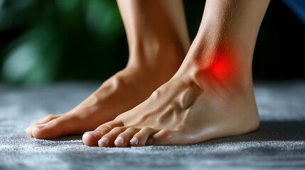 Painful ankle injury highlighted in red