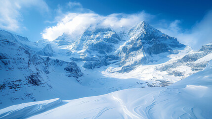 Jungfraujoch Part of Swiss Alps Alpine Snow Mountain