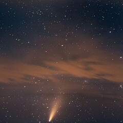 Obraz premium Time-lapse photography of a bright comet tail moving through the heavens, capturing the gradual change in its position and intensity, ideal for educational purposes