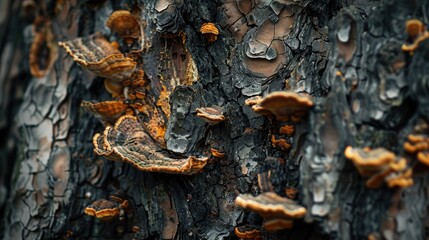 Fototapeta premium Fungal growth on the bark of a tree