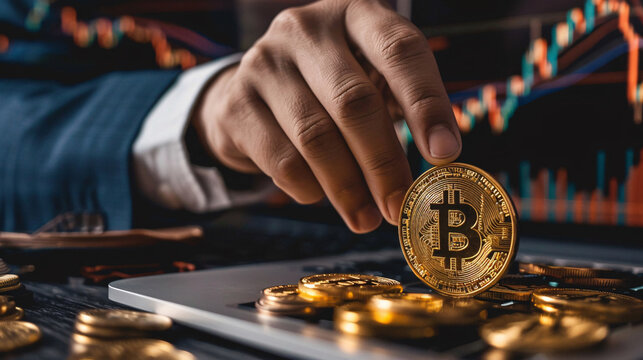 Business strategist discussing cryptocurrency investment opportunities with a team