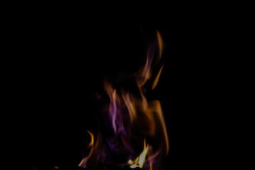Flame of fire on the black background