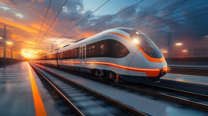 Fototapeta premium Design a blank style mock-up of a commuter train network with sleek, modern trains and efficient scheduling