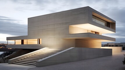 Obraz premium Harmonious Concrete Architectural Masterpiece in the Urban Landscape