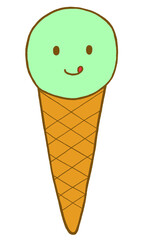 アイスクリームイラスト(舌出し・ぺろり)