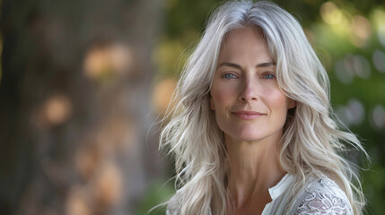 Fototapeta premium Confident middle-aged woman with a natural and gorgeous look
