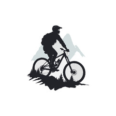Fototapeta premium mountain bike cycling vector vintage illustration. Mountain bike logo