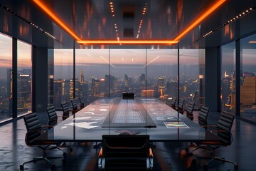 Comprehensive Financial Assessment with Detailed Data Visualizations in Sleek Modern Conference Room Overlooking Cityscape