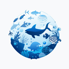 vector showing an underwater scene with diverse marine life, clean water, and no pollution, highlighting the importance of protecting our oceans