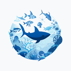 vector showing an underwater scene with diverse marine life, clean water, and no pollution, highlighting the importance of protecting our oceans