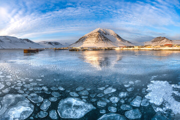 Ice floes in lake