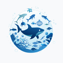 vector showing an underwater scene with diverse marine life, clean water, and no pollution, highlighting the importance of protecting our oceans