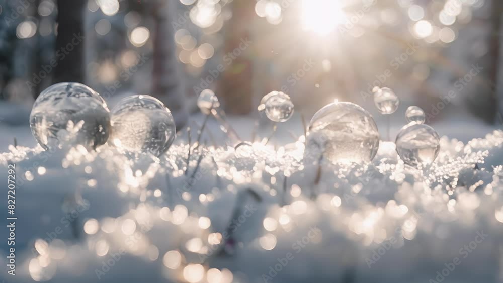 Aufkleber a distant view of frozen ane bubbles creating a dreamy and surreal atmosphere.