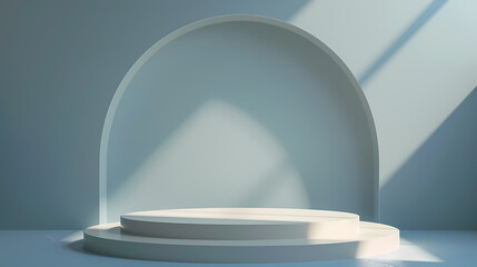 3d render of vector abstract background. Podium for show product. Blank scene showcase mockup with empty round stage. 