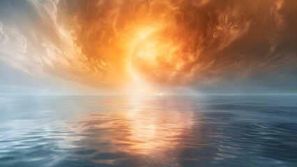 Obraz premium Global shockwaves caused by an oceanic nuclear bomb detonation. Concept Nuclear Terrorism, Environmental Catastrophe, World Crisis, International Relations, Oceanic Devastation