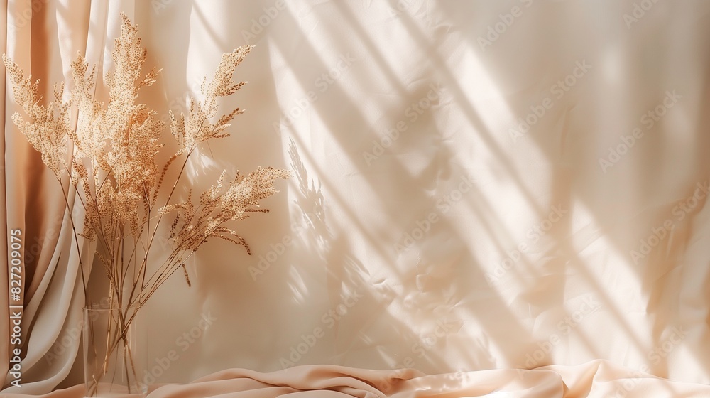 Poster aesthetic and beautiful minimalism textile-based background in boho style, featuring soft, earthy to