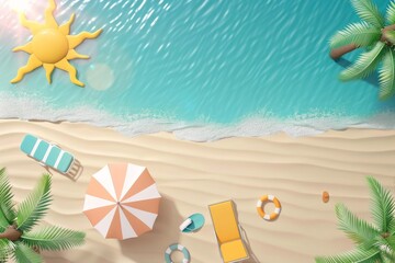 sunny beach flat design top view sun theme animation vivid