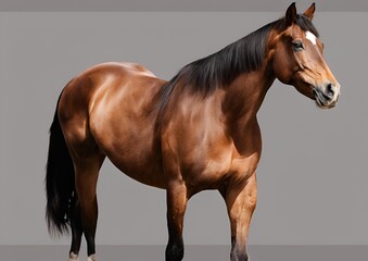 Obraz premium Brown horse, set against a white backdrop.