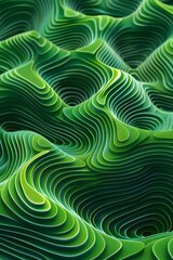 Fototapeta premium Mesmerizing Green Line Pattern Wallpaper with Fluid Motifs and Kaleidoscopic Arrangements in Airy Minimalist Digital Art Style