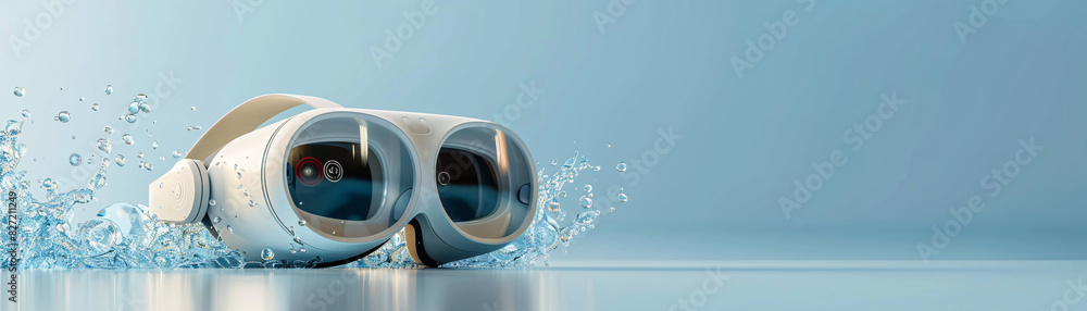 Poster next generation technology era visual with virtual reality elements and a clear space for custom tex