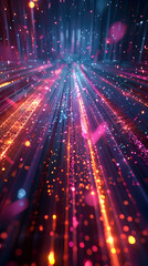 Obraz premium Mesmerizing Neon Flashes and Chromatic Light Cascades in Futuristic Skyline Backdrop