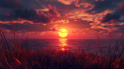 Fototapeta premium Sunset, the beauty of light that appears naturally