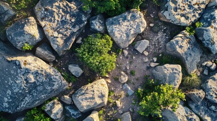 Fototapeta premium Top View of Rocks in Natural Surroundings