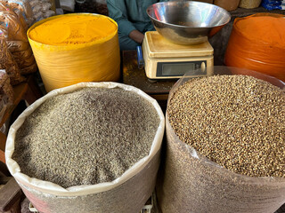 Local spices in Empress Market or Queen Victoria Market in Karachi, Pakistan. 