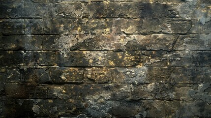 Texture background of a damp aged and rugged stone wall