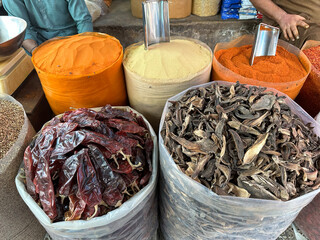 Local spices in Empress Market or Queen Victoria Market in Karachi, Pakistan. 