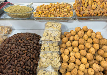 Nuts and dates in Empress Market or Queen Victoria Market. 