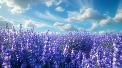 A field of lavender under a bright blue sky