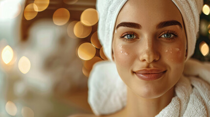 Lady enjoying a facial massage, promoting wellness and natural beauty