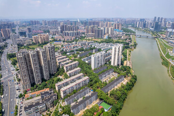 Urban residential real estate along the Liuyang River in Kaifu District, Changsha, China
