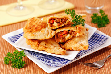 Meat turnovers.