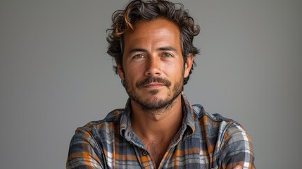 portrait of a man with crossed arm on white studio background