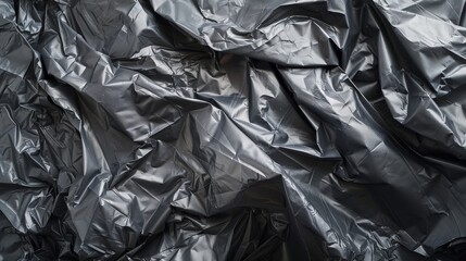 a close-up of crumpled aluminum foil with visible folds. textured metallic surface