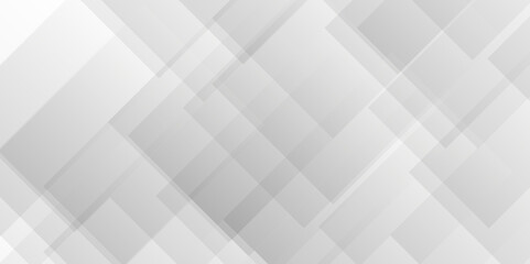 Abstract gray background with square and triangle shapes layered in modern abstract white transparent pattern design. White color technology concept seamless geometric line vector background.