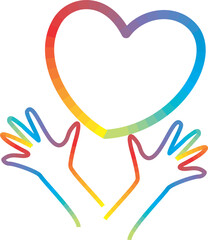 Fototapeta premium Rainbow heart and hand 41