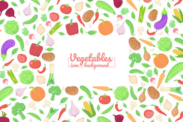 Vegetables flat icons. illustration, card, posters, banners. square design