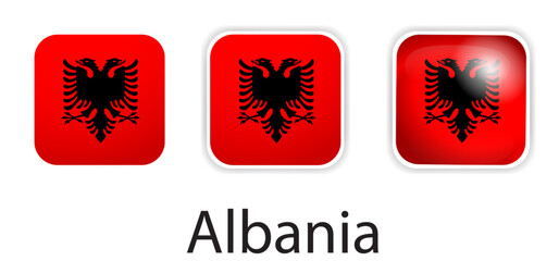 Albania flag vector icons set in the shape of rounded square