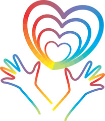 Rainbow heart and hand 42