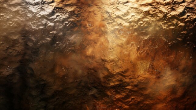 Textured background of hammered metal, dark brown to golden gradient