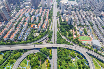 Aerial photography of Sifangping residential street in Kaifu District, Changsha City, China