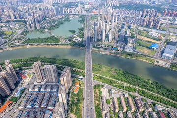 Aerial photography of Liuyang River Bridge in Changsha, China