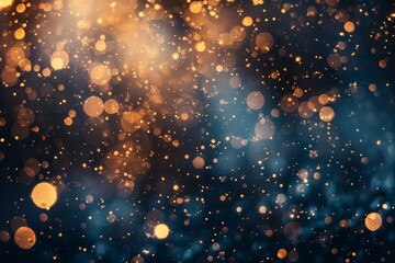 Abstract glittering bokeh lights with a deep blue backdrop for festive elegance