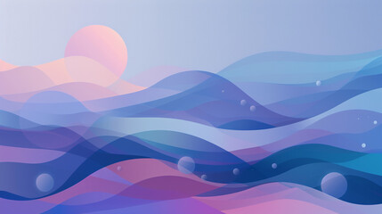 青紫の抽象的で幾何学的な波のグラフィックイラスト