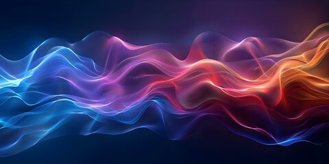 Obraz premium Dark Blue Abstract Background with Colorful Gradient Wave Pattern - Wide Banner. Concept Dark Blue Abstract Background, Colorful Gradient Wave Pattern, Wide Banner